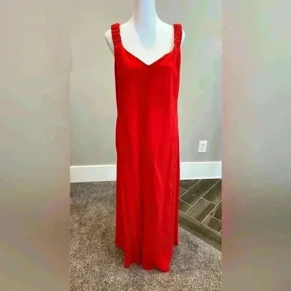 NWT Vince Camuto Womens Sleeveless Long Maxi Dress ruched straps V-neckline - Picture 1 of 7